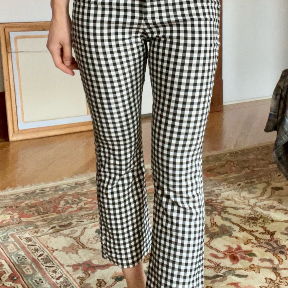 Black and White Cropped Checkered Pants